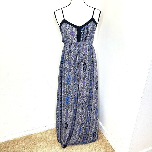 Doe & Rae Bohemian Maxi Long Dress Women Size X Small Blue Sleeveless - Picture 1 of 10